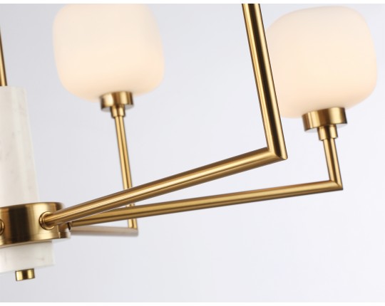  Люстра на штанге с мрамором LH53015/6 BS/FR латунь/белый матовый G9*6 max 40W D690*680