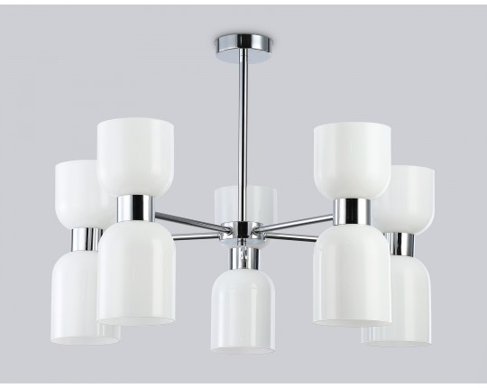  Люстра на штанге LH56083/10 СH/FR хром/белый матовый E14*10 max 40W D700*510