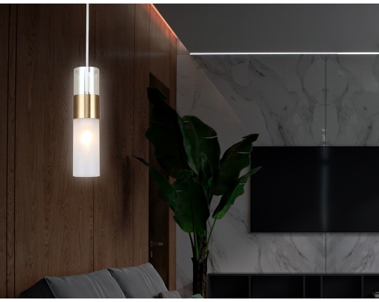  Подвесной светильник LH55111 BS/FR/TI латунь/белый матовый/янтарь E14 max 40W D55*1500