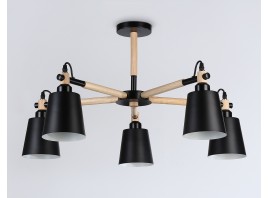  Подвесная люстра TR82211/5 BK/LW черный/светлое дерево E27/5 max 40W D780*430