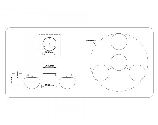  Потолочный светодиодный светильник LH12006/3 BK/GD/SM черный/золото/дымчатый 18W 3000K D640*170