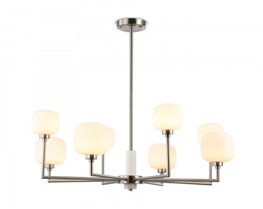  Люстра на штанге с мрамором LH53003/8 SN/FR сатин никель/белый матовый G9*8 max 40W D830*680