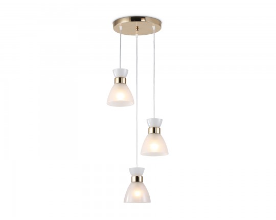  Светильник подвесной со стеклянными плафонами TR3402/3 FGD золото E27/3 max 60W D345*1000