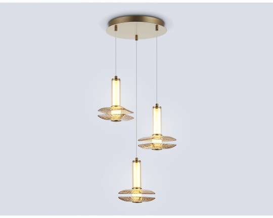  Подвесной светодиодный светильник LH31011/3 BS/TI латунь/янтарь 35W 3000K D450*1790