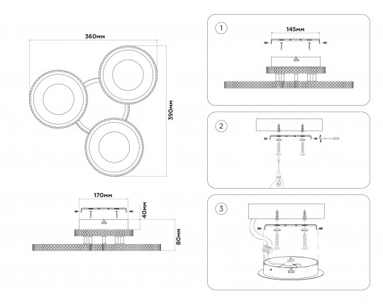  Потолочный светодиодный светильник с пультом FA8866/3 WH белый 3000K-6400K 38W 390*360*80 (ПДУ ИК)