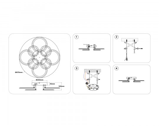  Светильник светодиодный потолочный FA8945/4+4 WH белый 106W 3000-6000K D670*120 (ПДУ ИК)
