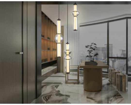  Подвесной светодиодный светильник LH11026/3 BK/SM черный/дымчатый 40W 3000K D380*1720