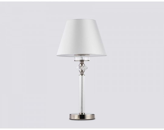  Настольная лампа с абажуром и хрусталем LH71007 BN/WH никель/белый E14 max 40W D260*505