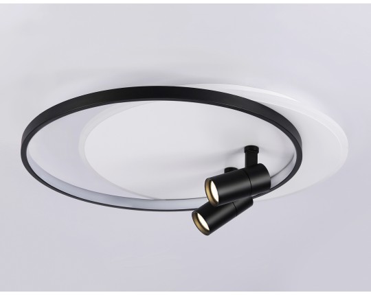  Настенно-потолочный светодиодный светильник с пультом FL51392/1+2 WH/BK белый/черный 3000K-6400K 65W 560*480*120 (ПДУ РАДИО 2.4G)