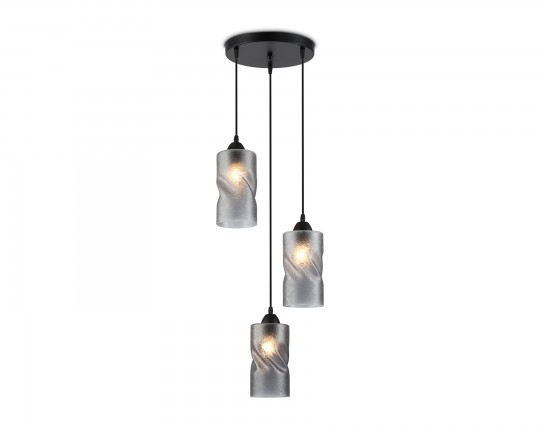  Светильник подвесной со стеклянными плафонами TR3414/3 BK черный E27/3 max 60W D320*1000