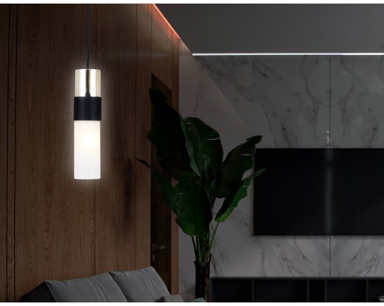  Подвесной светильник LH55101 BK/FR/TI черный/белый матовый/янтарь E14 max 40W D55*1500