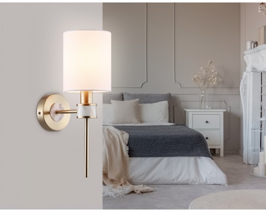  Настенный светильник с абажуром LH72375 DBS/WH темная латунь/белый E14 max 40W 190*120*370