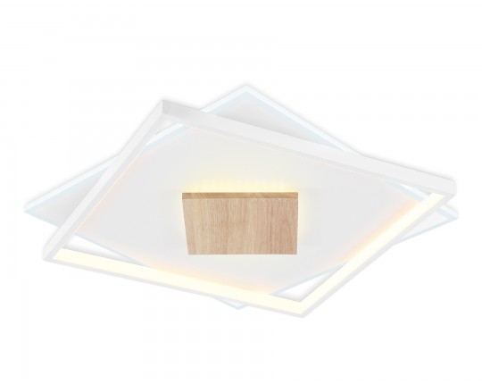  Светильник светодиодный потолочный FL4790 WH/WD белый/дерево 77W 3000-6000K 515*515*50 (без ПДУ)