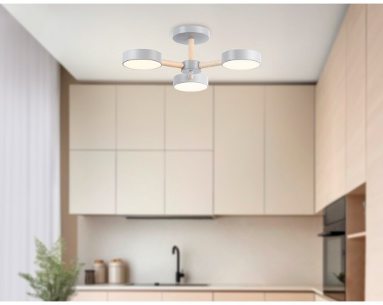  Подвесной светодиодный светильник с пультом FL4822/3 GR серый 3000K-6400K 40W D580*160 (ПДУ ИК)