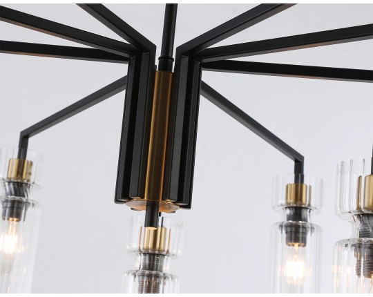  Люстра на штанге LH56117/9 BK/BS/CL черный/латунь/прозрачный E14*9 max 40W D765*440