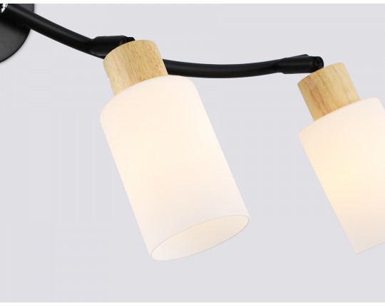  Настенно-потолочный спот в стиле лофт TR8723/4 BK/WD черный/дерево E14/4 max 60W 760*100*210