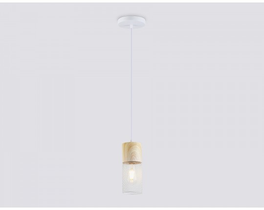  Светильник подвесной TR8498 WH/WD белый/дерево E27 max 60W D100*1000