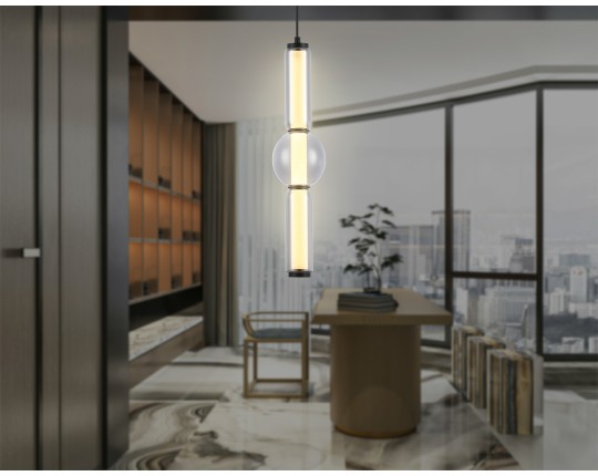  Подвесной светодиодный светильник LH11023 BK/SM черный/дымчатый 17W 3000K D120*520