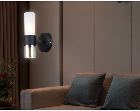  Настенный светильник LH55106 BK/FR/TI черный/белый матовый/янтарь E14 max 40W 130*100*225