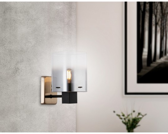  Настенный светильник LH57045 BK/DBS/SM черный/темная латунь/дымчатый E14 max 40W 195*110*185