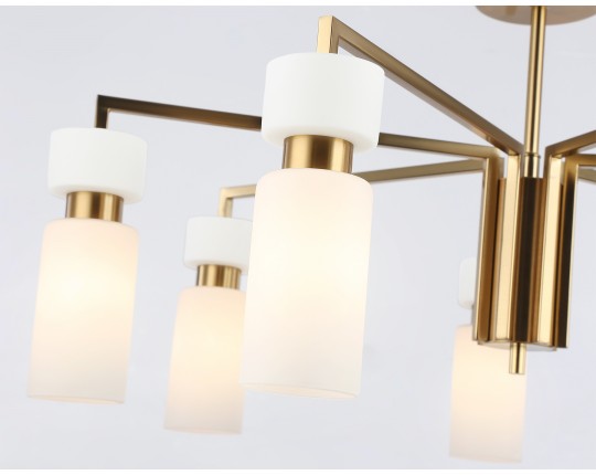  Люстра на штанге LH56126/7 BS/FR латунь/белый матовый E14*7 max 40W D705*350