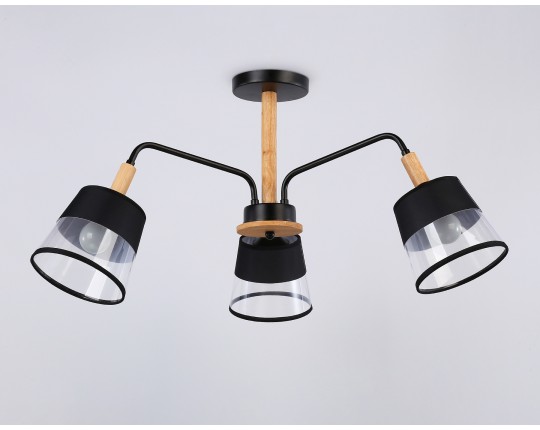  Подвесной светильник со сменной лампой TR4740/3 BK/LW черный/светлое дерево E27/3 max 40W D760*350