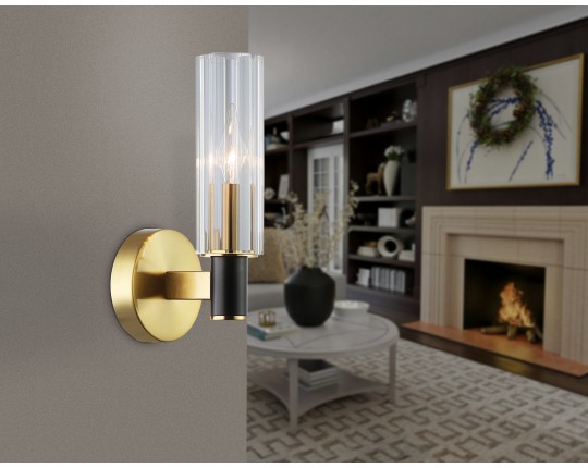  Настенный светильник LH55517 BK/BS/CL черный/латунь/прозрачный E14 max 40W 120*100*250