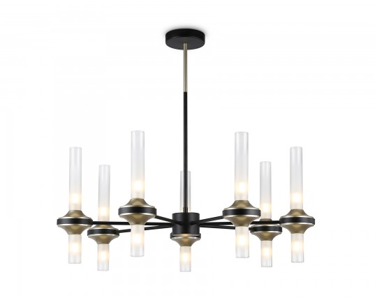  Люстра со стеклянными плафонами на штанге LH55353/14 BK/CGD/CL черный/золото/прозрачный G9/14 max 30W D750*690