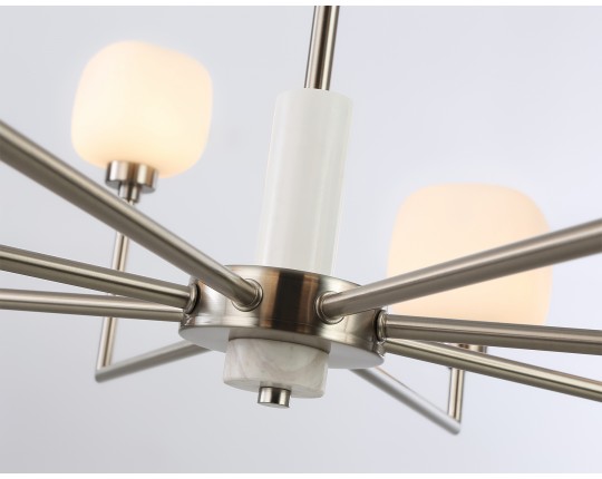  Люстра на штанге с мрамором LH53003/8 SN/FR сатин никель/белый матовый G9*8 max 40W D830*680