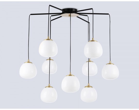  Светильник на штанге LH51001/6+3 SGD/BK/FR золотой песок/черный /белый матовый G9*9 max 28W D750*700