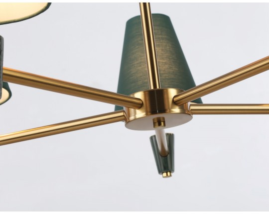  Люстра на штанге с абажурами и мрамором LH75051/5 BS/GN латунь/зеленый E14*5 max 40W D700*580