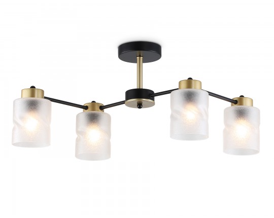  Люстра на штанге со стеклянными плафонами TR303324/4 BK/GD черный/золото E27/4 max 60W 650*290*270