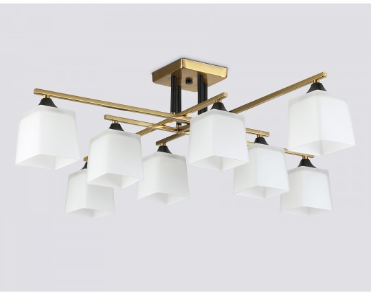  Люстра на штанге со стеклянными плафонами TR303044/8 CP медь E27/8 max 60W 820*820*260