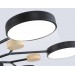  Люстра светодиодная на штанге FL4866/7 BK/WD черный/дерево 126W 3000-6000K D830*190 (без ПДУ)