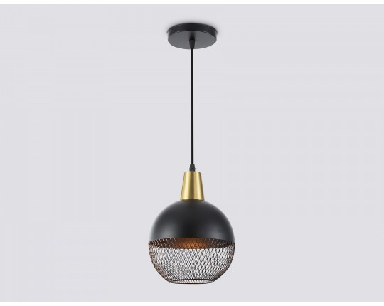  Светильник подвесной TR8504 BK/CP черный/медь E27 max 60W D200*1000