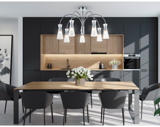  Люстра на штанге LH55653/7 СH/CL хром/прозрачный E14*7 max 40W D745*460