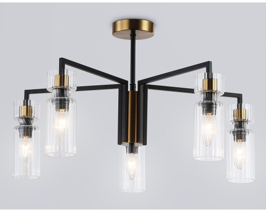  Люстра на штанге LH56113/5 BK/BS/CL черный/латунь/прозрачный E14*5 max 40W D605*350