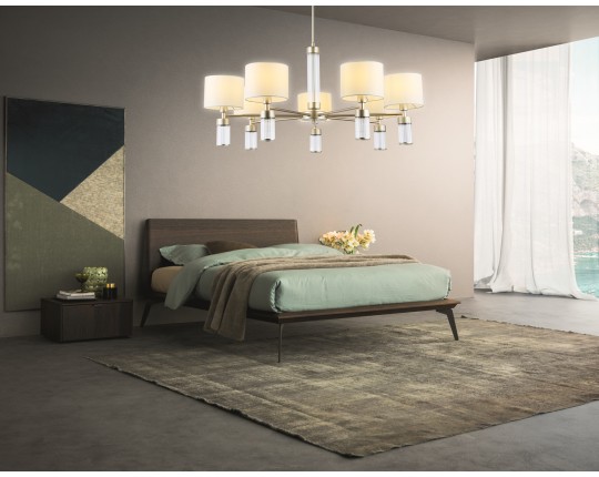  Люстра с абажурами на штанге LH71303/7 CGD/WH золото/белый E14/7 max 40W D860*740