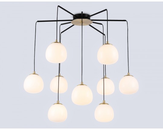  Светильник на штанге LH51001/6+3 SGD/BK/FR золотой песок/черный /белый матовый G9*9 max 28W D750*700