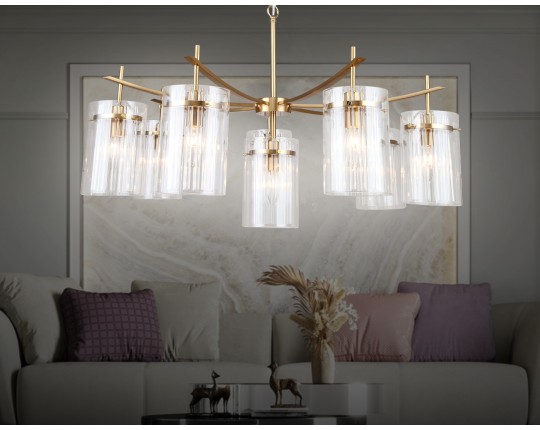  Подвесная люстра LH56033/7+1 BS/CL латунь/прозрачный E14*8 max 40W D790*1200