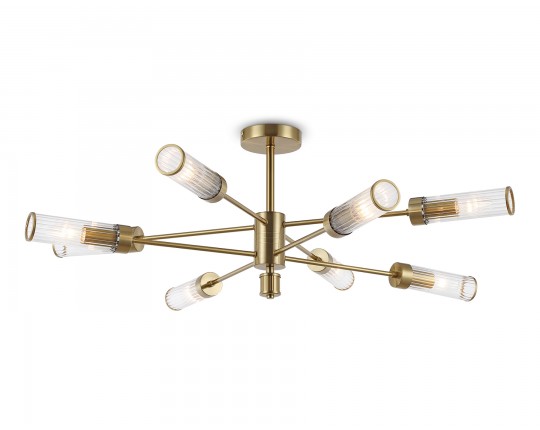  Люстра со стеклянными плафонами на штанге LH55162/8 BS/CL латунь/прозрачный E14/8 max 40W D930*330