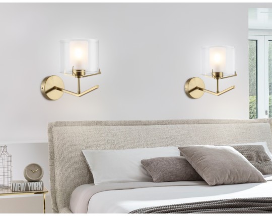  Настенный светильник со стеклянным плафоном LH57010 BS/FR латунь/белый матовый E14 max 40W 280*150*220