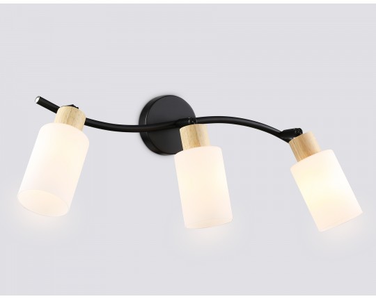  Настенно-потолочный спот в стиле лофт TR8722/3 BK/WD черный/дерево E14/3 max 60W 580*100*210