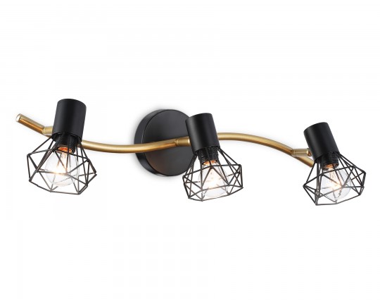  Настенно-потолочный спот в стиле лофт TR8657/3 BK/GD черный/золото E14/3 max 60W 550*100*185