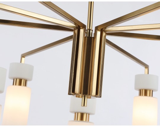  Люстра на штанге LH56128/9 BS/FR латунь/белый матовый E14*9 max 40W D765*440