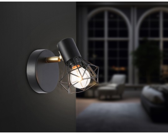  Настенно-потолочный спот в стиле лофт TR8655 BK/GD черный/золото E14 max 60W 170*100*140