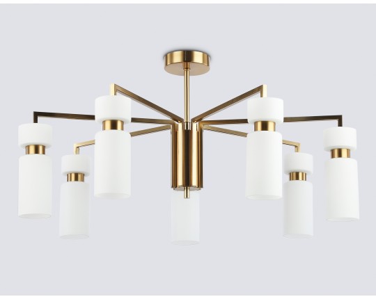  Люстра на штанге LH56126/7 BS/FR латунь/белый матовый E14*7 max 40W D705*350