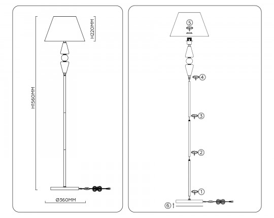 Напольный светильник с абажуром LH75265 SN/FR сатин никель/белый матовый E27 max 60W D360*1560