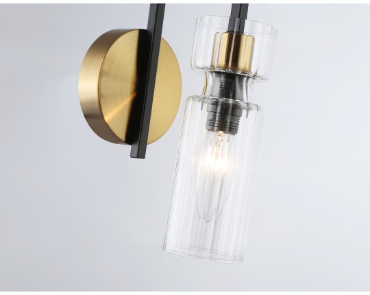  Настенный светильник LH56119 BK/BS/CL черный/латунь/прозрачный E14 max 40W 150*100*210