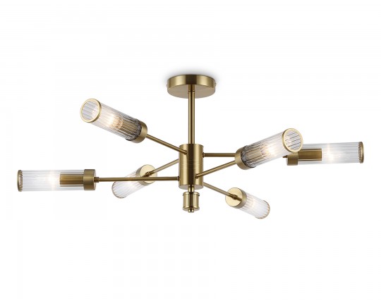  Люстра со стеклянными плафонами на штанге LH55161/6 BS/CL латунь/прозрачный E14/6 max 40W D830*330